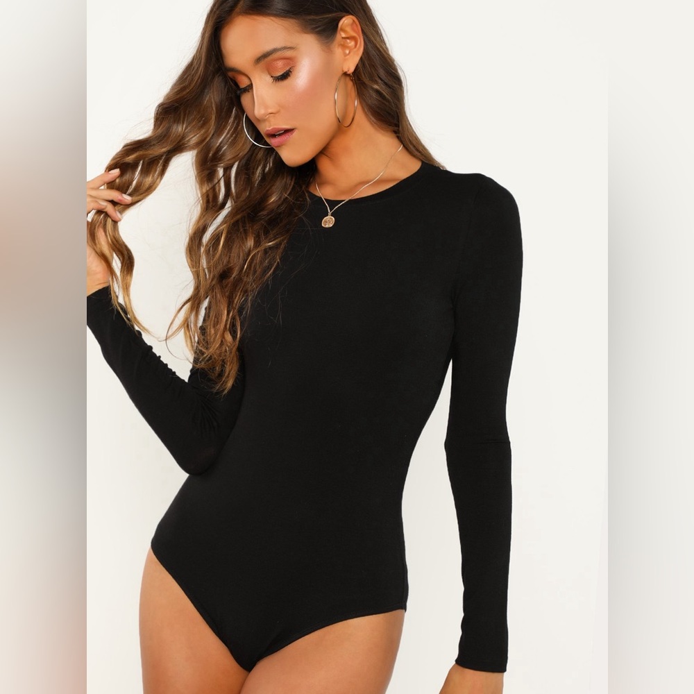SHEIN Long sleeve Black Bodysuit
